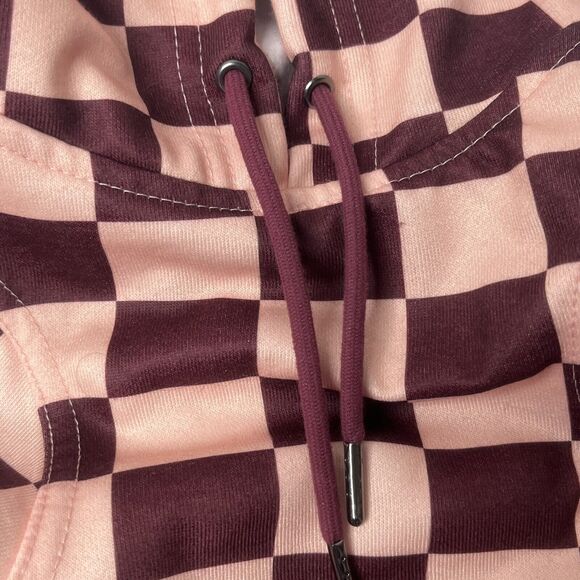Reebok Pink Maroon Plaid Dog Hoodie Sweatshirt Size Large  (Chest 20-23”) - Picture 7 of 7